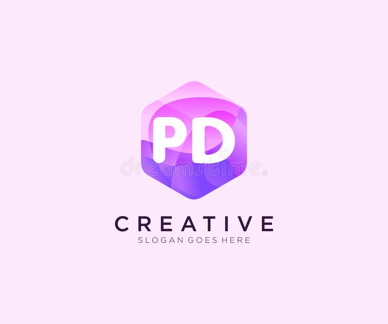 PD initial logo With Colorful Hexagon Modern Business Alphabet Logo template vector stock illustration