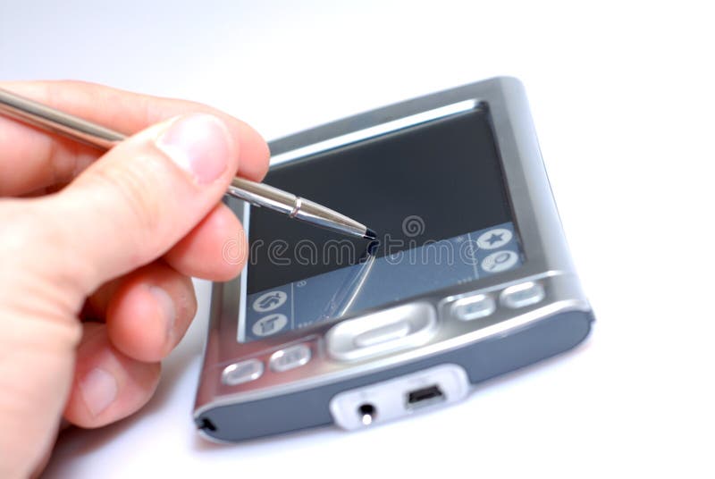 Writing on a pda. Mini calendar stock images, royalty-free photos and pictures