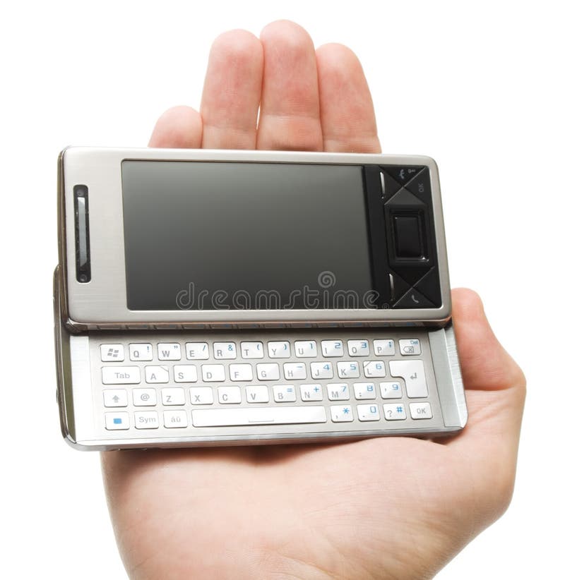 PDA à la main, isolé images stock