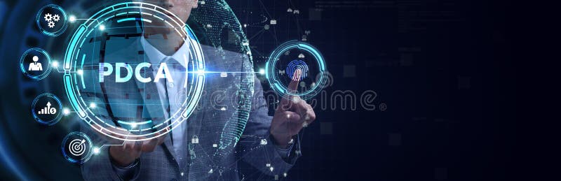 PDCA Plan Do Act Check Business technology concept. Technology, Internet and network concept stock photos