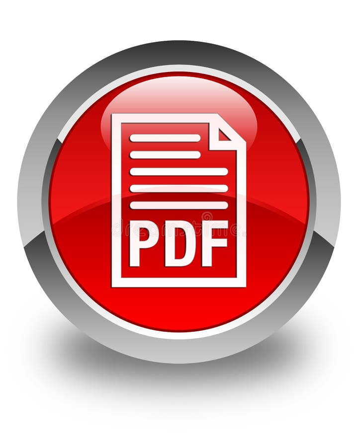 PDF Document Icon Glossy Red Round Button Stock 