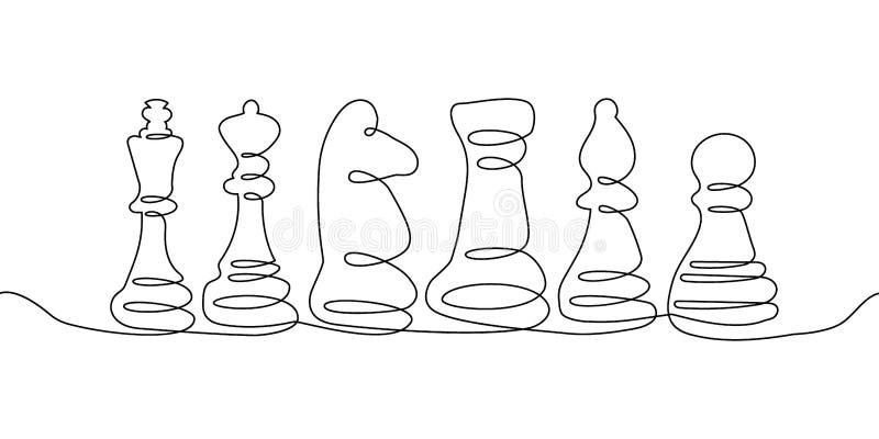 Peças de xadrez rei e rainha desenhadas em estilo de desenho