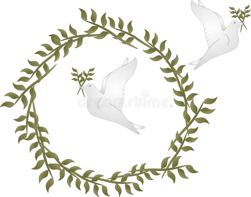 Peace doves with olive branches