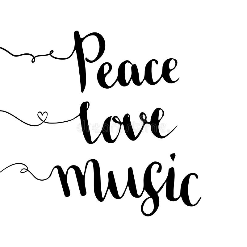 Peace love music. Handwritten lettering. Hand drawn vector design. Inspiration phrase