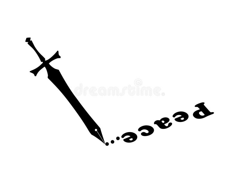 Peace in Pen Sword Flat Icon Stock Illustration Illustration of