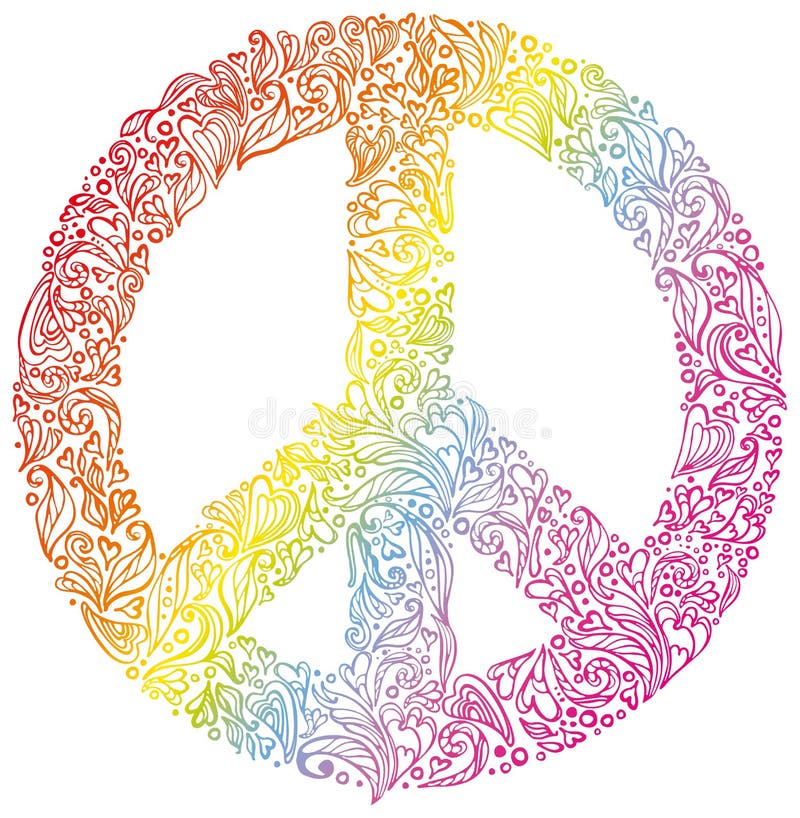 Rainbow Peace Sign stock vector. Illustration of funky - 7992323