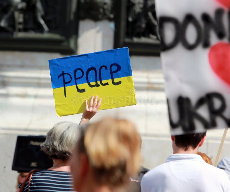 Peace sign on the flag of Ukraine.