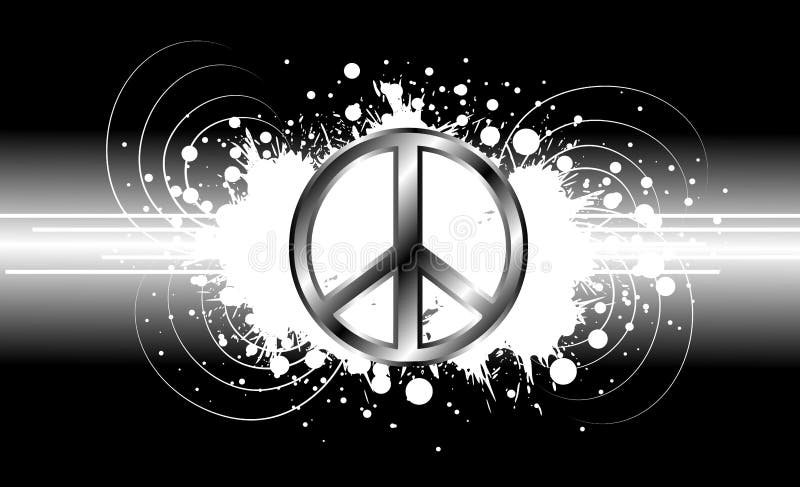 Peace Symbol on Black Background Stock Illustration - Illustration of  backdrop, design: 32015196
