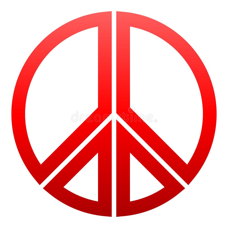 Peace Symbol Icon - Red Simple Gradient, Segmented Outlined Shapes ...