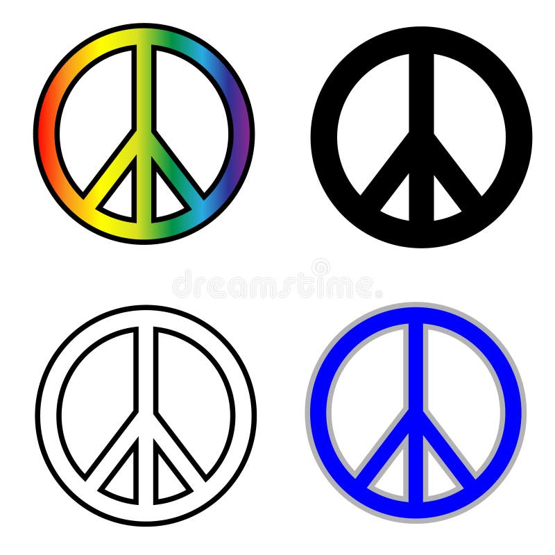 Peace Symbols Isolated on White Background Symbolsign Stock Vector