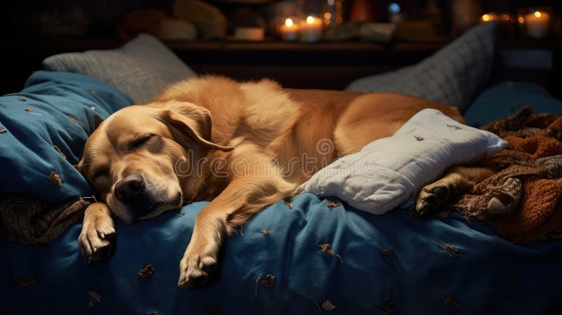 peaceful dog relaxing illustration serene tranquility, unwind nap, sleep snooze peaceful dog relaxing AI generated