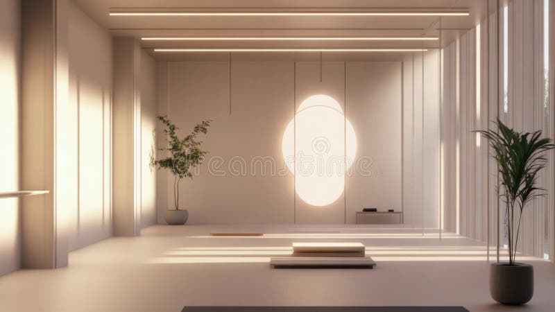 A peaceful interior scene featuring a white room with a plant in a pot stock photos