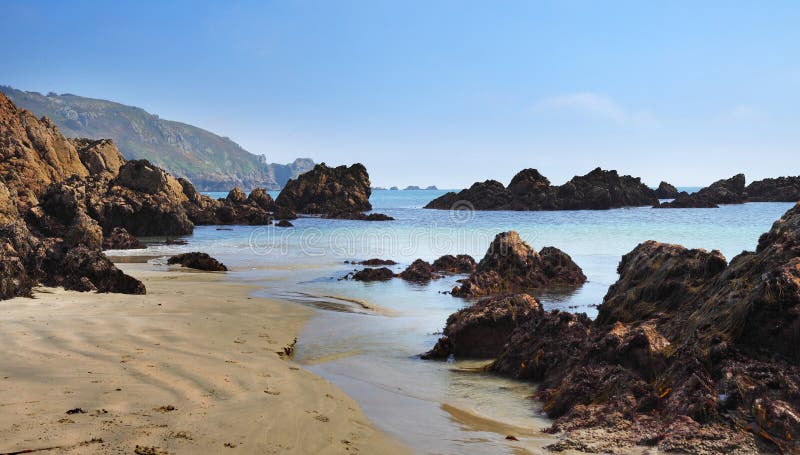 Peaceful sandy beach in Guernsey