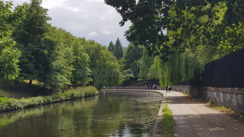 Peaceful scenery of Regent`s canal in London. stock image Peaceful scenery of Regent`s canal in London. stock image