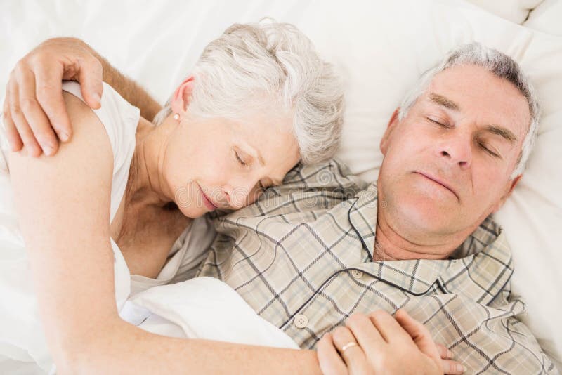 Peaceful Senior Couple Sleeping Stock Photo Image of abode, house