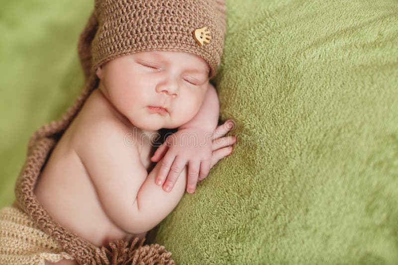 Newborn Baby Boy in Policeman S Hat Stock Photo - Image of navy ...