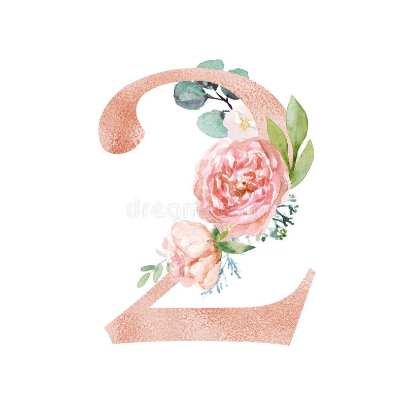 Peach Cream Blush Floral Number - Digit 8 With Flowers Bouquet