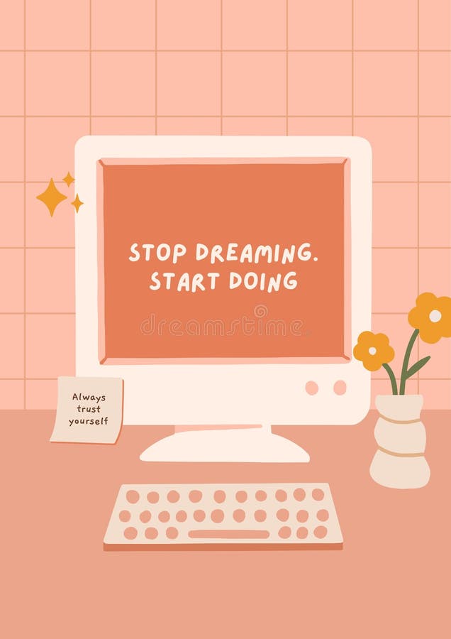 Peach Cute Motivational Quote Poster Stock Illustration Illustration