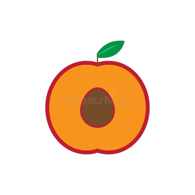 Peach Flat Icon. Colored Vector Design Illustration Stock Vector