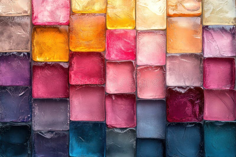 Peach Fuzz Abstract Grunge Glass Square Mosaic Tile Mirror Wall Texture Background stock illustration