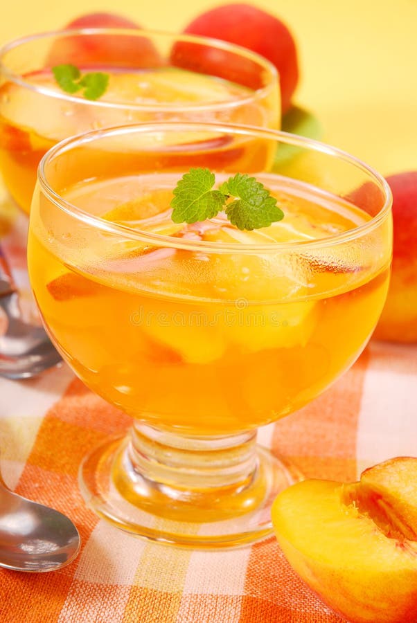 Peach jelly dessert stock image. Image of peach, glass 16073657