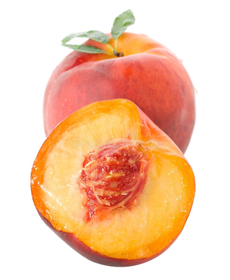 Peach with leaves