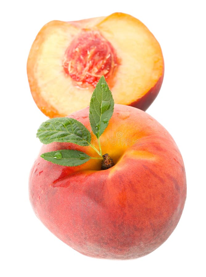 Peach with leaves