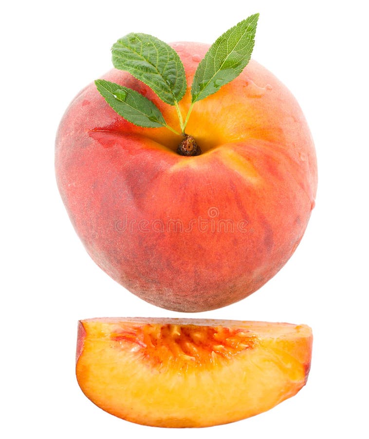 Peach with leaves