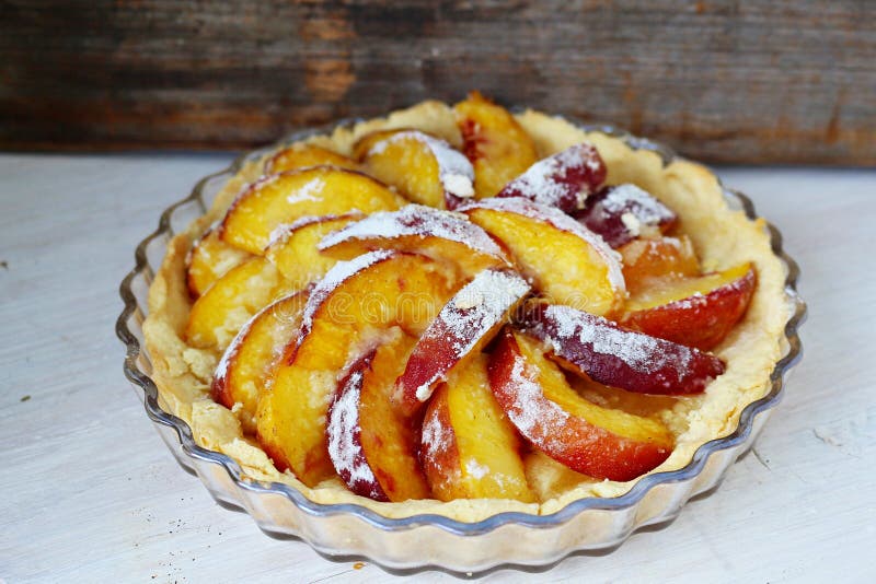 Peach Tart stock image. Image of icing, diet, dessert 43757625