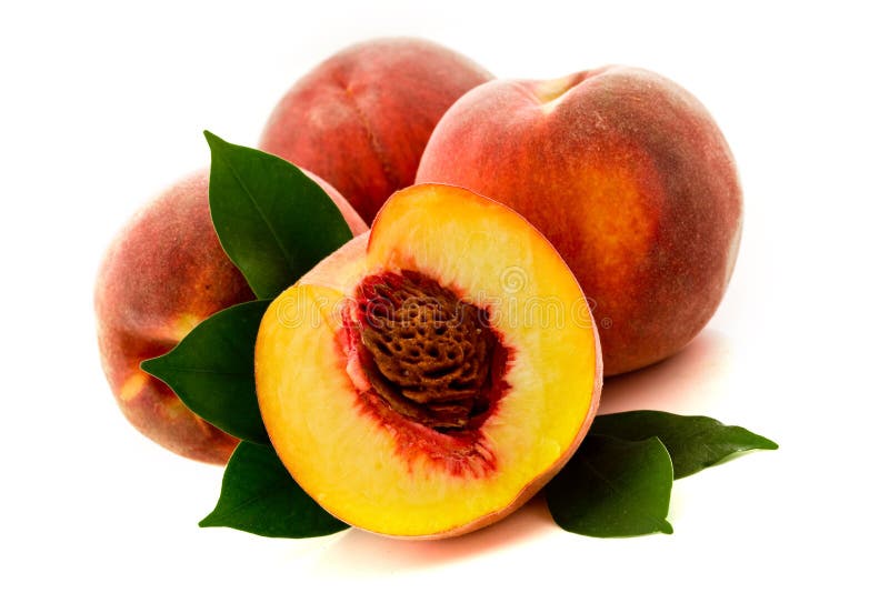 Peach on white background