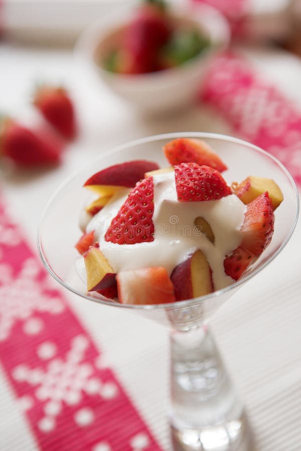 Peaches & Strawberries Fruit Salad Stock Image Image of delicacy