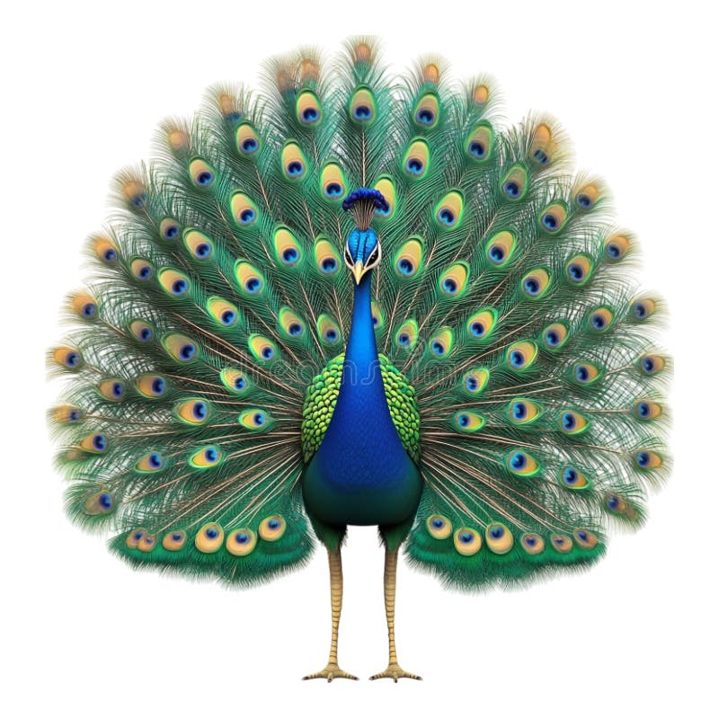 Peacock against transparent background for naturethemed content decorative visuals or artistic graphics stock illustration
