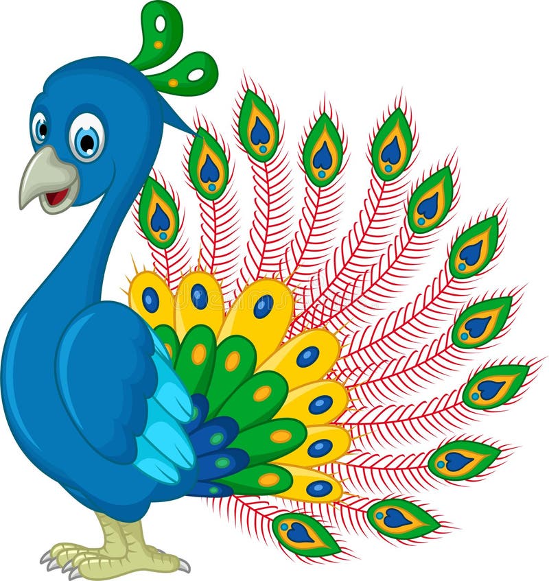 Peacock Cartoon Posing Stock Illustration - Image: 59607072