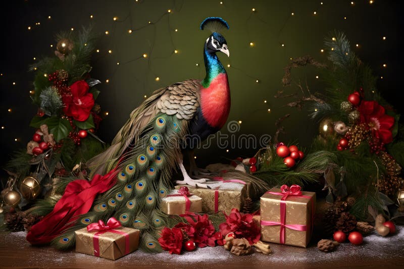 Peacock Christmas decorations Stock Photo - Alamy