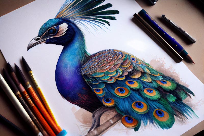 Peacock drawing Cut Out Stock Images & Pictures - Page 2 - Alamy