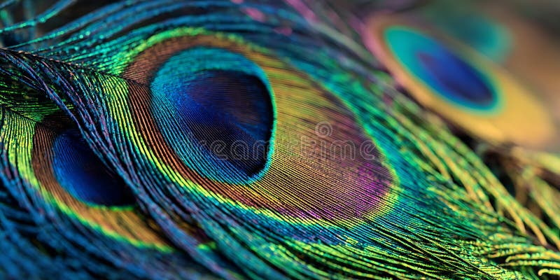 Peacock Feather CloseUp Macro Photography vector illustration