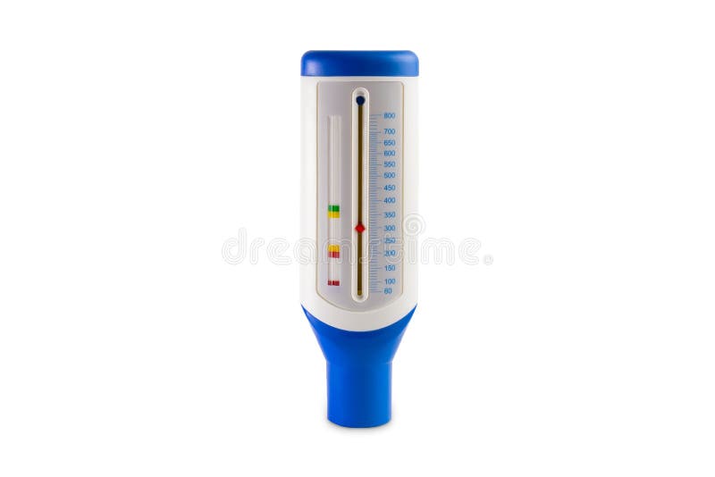 Peak flow meter medical equipment, isolated white background royalty free stock photography