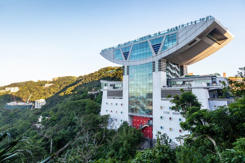 Peak Tower Atop Victoria Peak in Hong Kong royalty free stock photo