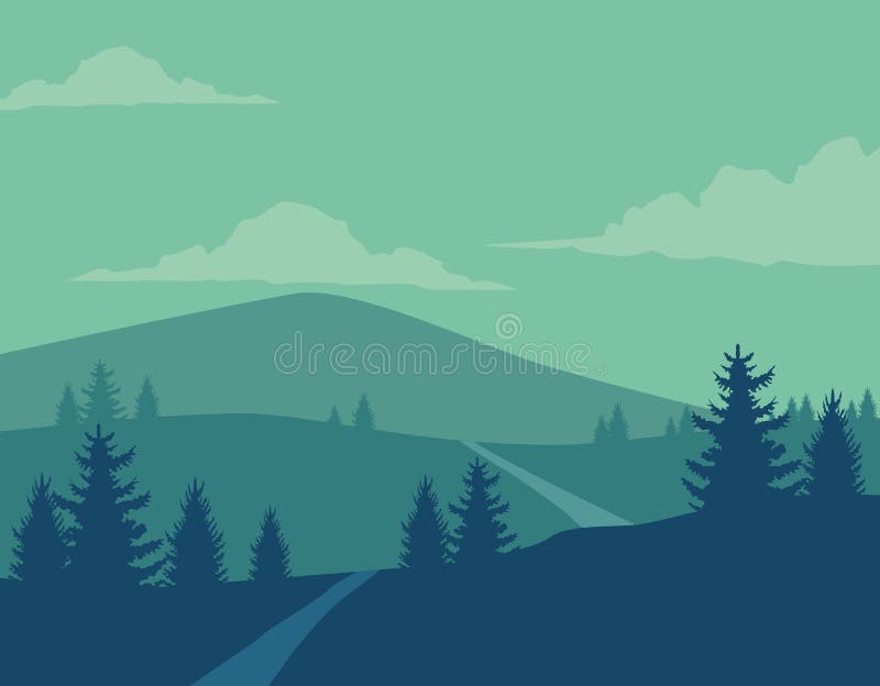 Peaks and trees stock illustration