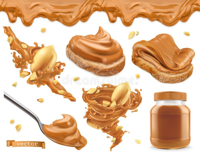 Peanut butter. 3d vector realistic icon set royalty free illustration