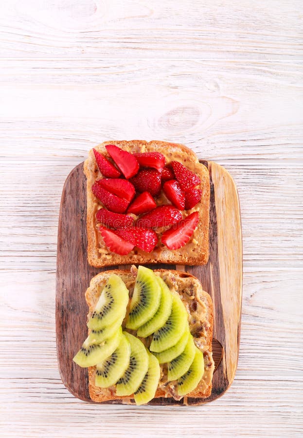 Peanut Butter and Fruit Sandwiches Stock Image Image of flat, butter