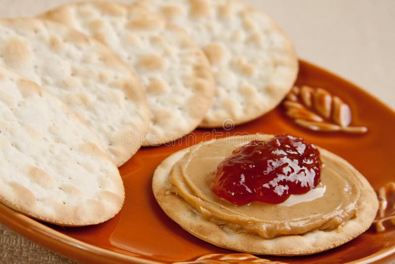 Peanut Butter Jelly Cracker Stock Image Image of holes, appetizer