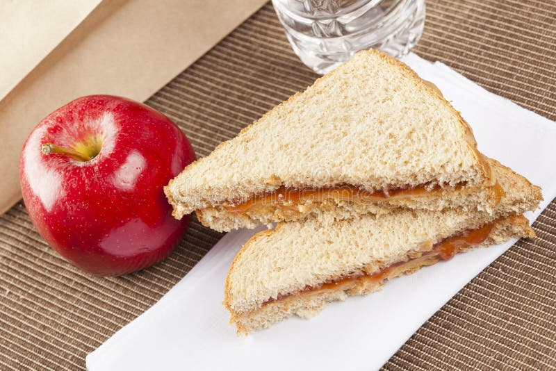 Peanut Butter and Jelly Sack Lunch Stock Photo Image of toast