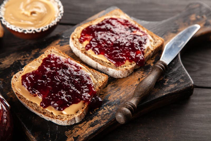 Peanut Butter and Jelly Sandwich Stock Photo Image of ingredients