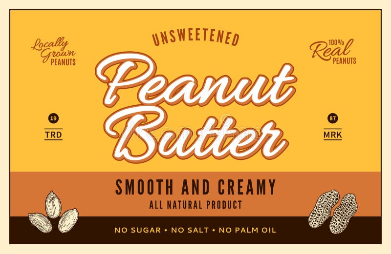 Peanut Butter Label and Packaging Design Template Stock Vector