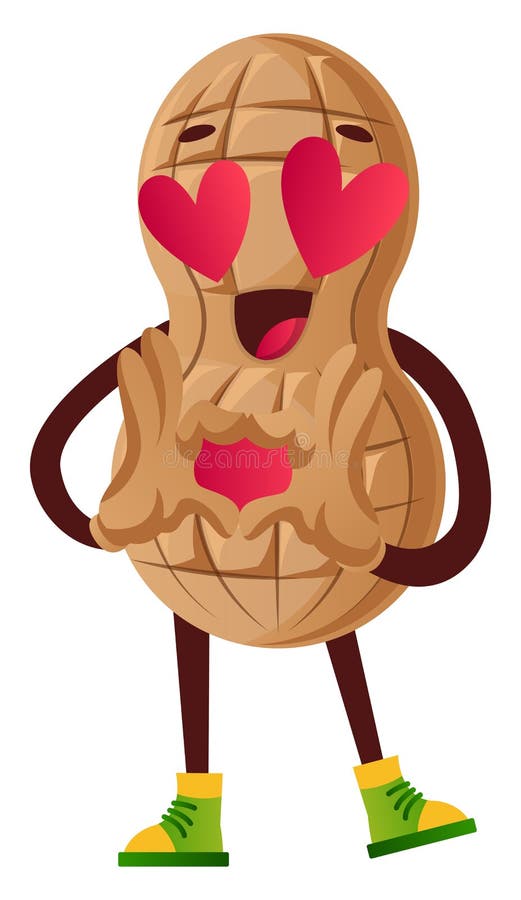 In Love Peanut Character Cartoon Style Stock Vector Illustration of