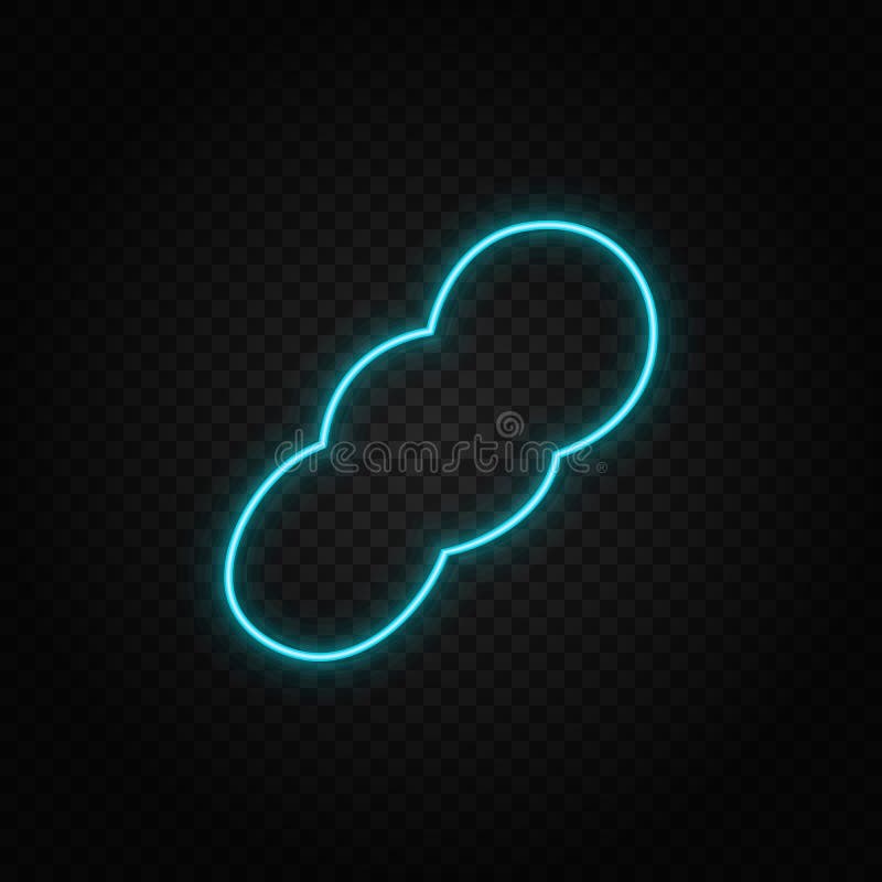 Peanut Neon Icon. Blue and Yellow Neon Vector Icon Stock Illustration