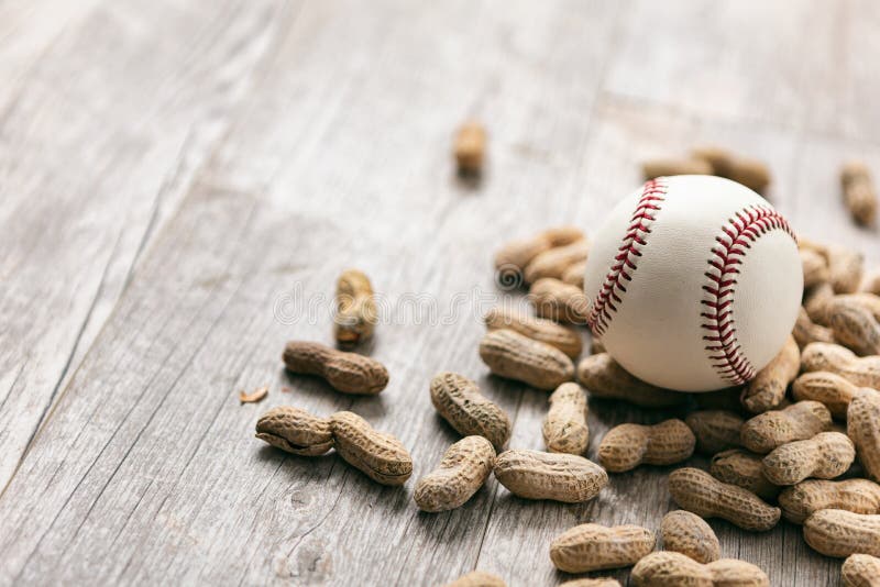 Peanuts Baseball and Copyspace Background Stock Image Image of