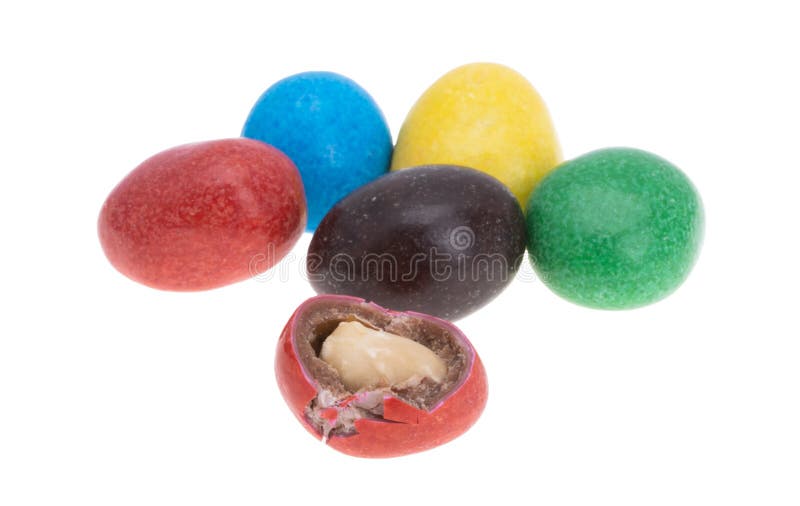 Peanuts in colored glaze isolated