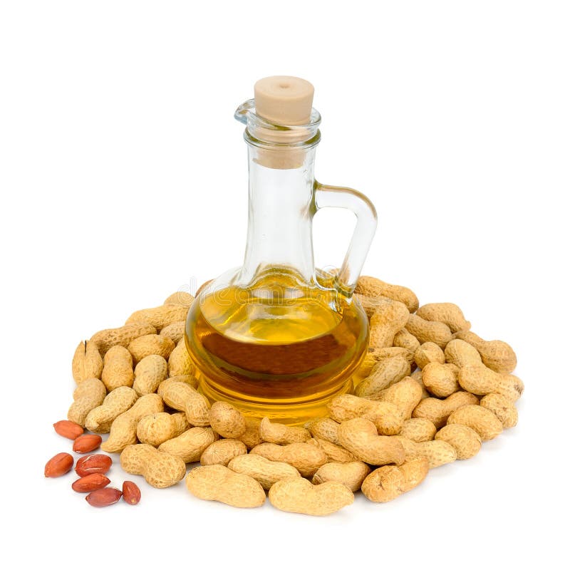 Peanuts and oil in bottle stock photo. Image of lunch 47786360